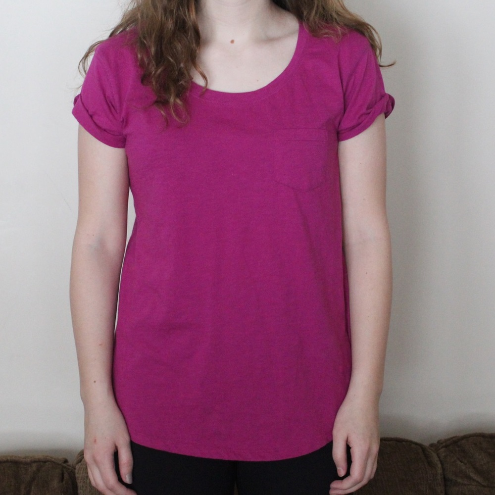 magenta shirt